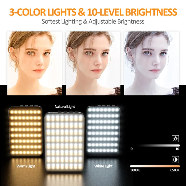 LED Selfie Light Phone Fill Light 128 LED 3000Mah Rechargeable Portable Video Light for Tiktok Vlog Video Conference Selfie