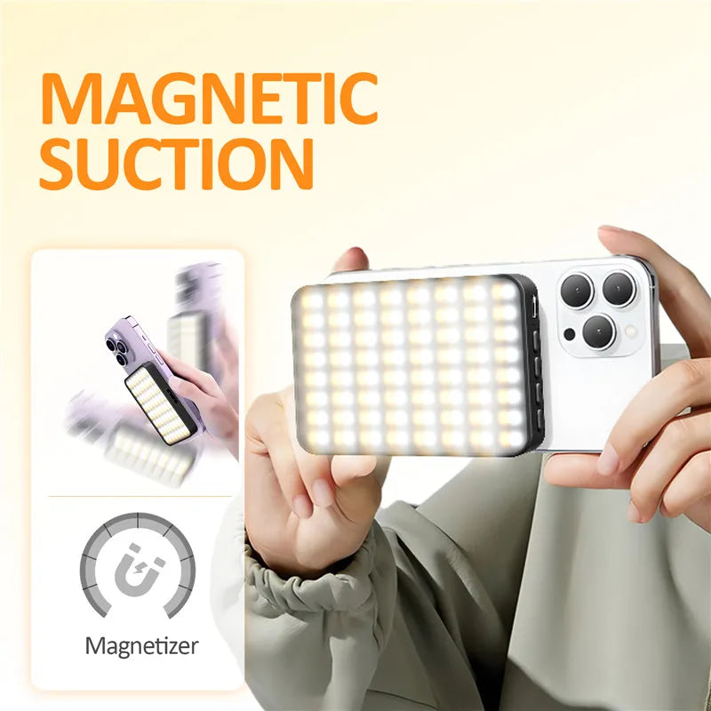 LED Selfie Light Phone Fill Light 128 LED 3000Mah Rechargeable Portable Video Light for Tiktok Vlog Video Conference Selfie